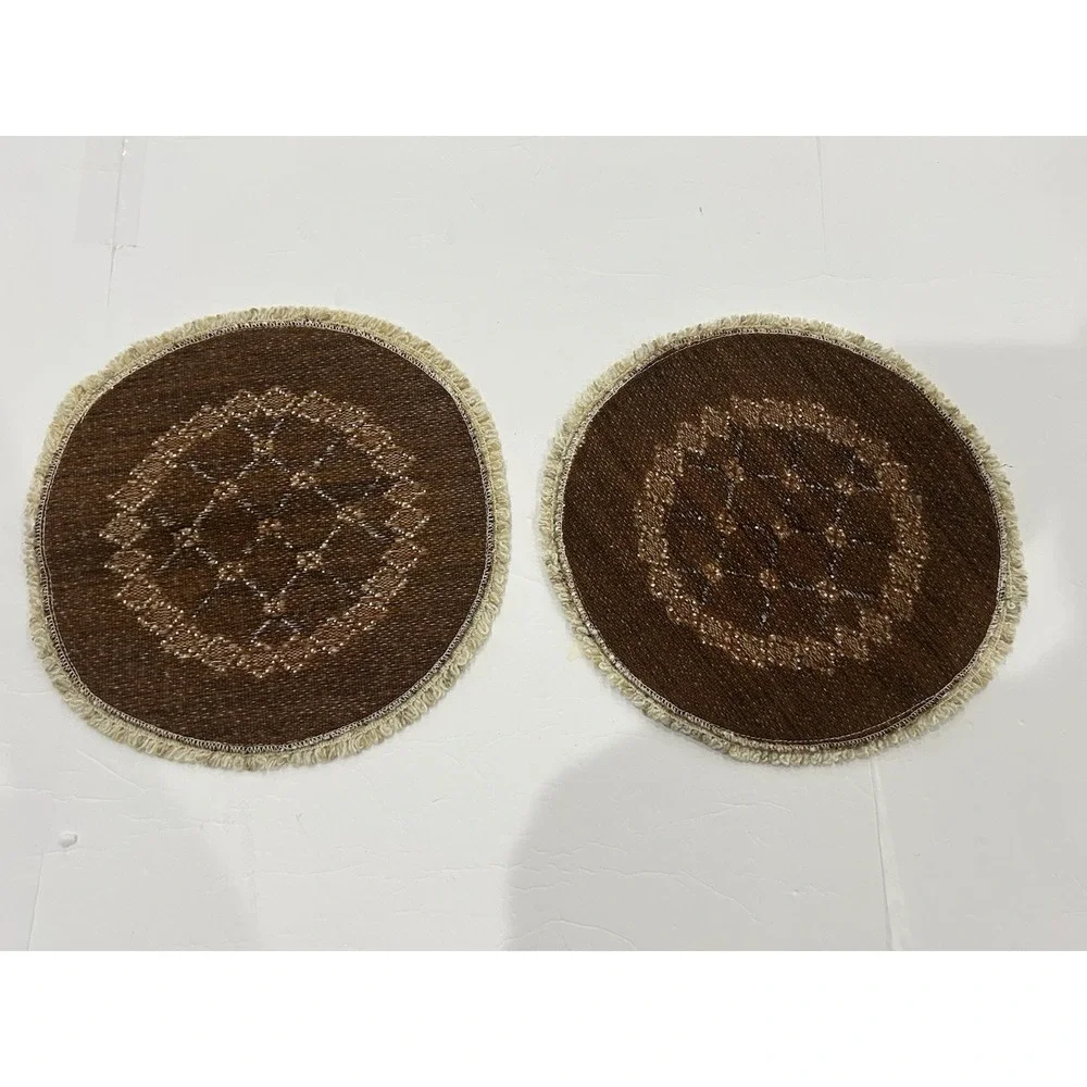 Vintage Woven Tapestry Placemats Set 2 Round 13